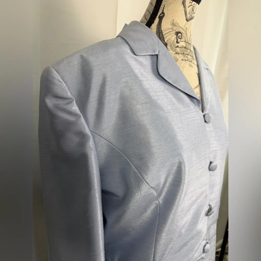 Morgan Miller Iridescent Blue Skirt Suit Set Size 18 Career Church Wedding